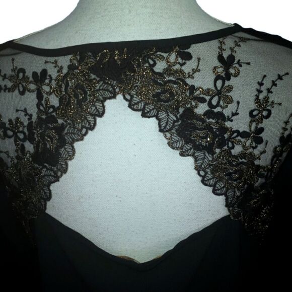 CHARMING CHARLIE BLACK & GOLD BLOUSE SZ.M EUC - Picture 7 of 7